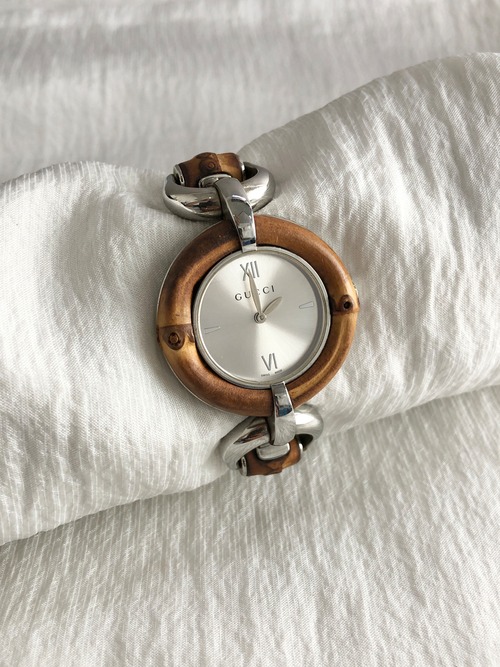 GUCCI グッチ 腕時計 シルバー バンブーサークル ステンレススチール クウォーツ 132.4 vintage ヴィンテージ オールド 6bk2ey