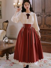 【0227】Vintage French Style Long Sleeve 2 Piece Set