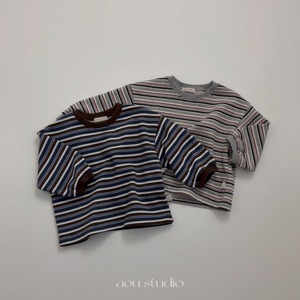 《予約/送料無料》curu stripe T / aou studio