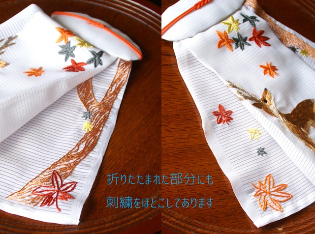 月夜の鹿刺繍チャイナフーディーワンピース