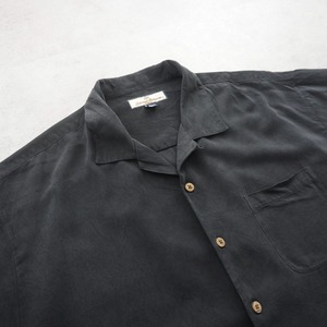 Tommy Bahama Silk open-collar shirt black [XL] 古着