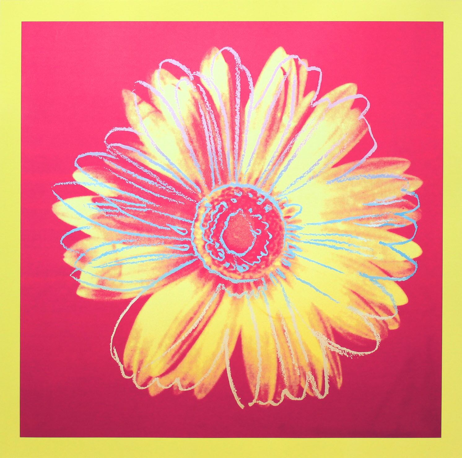 アンディ ウォーホル「デイジー(フクシャ&イエロー)Daisy,c 1982」展示用フック付ポスター ポップアート 絵画