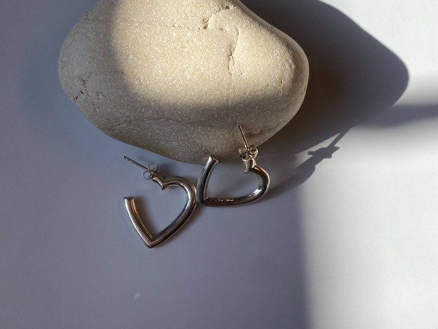<vintage silver925>heart hoop pierce