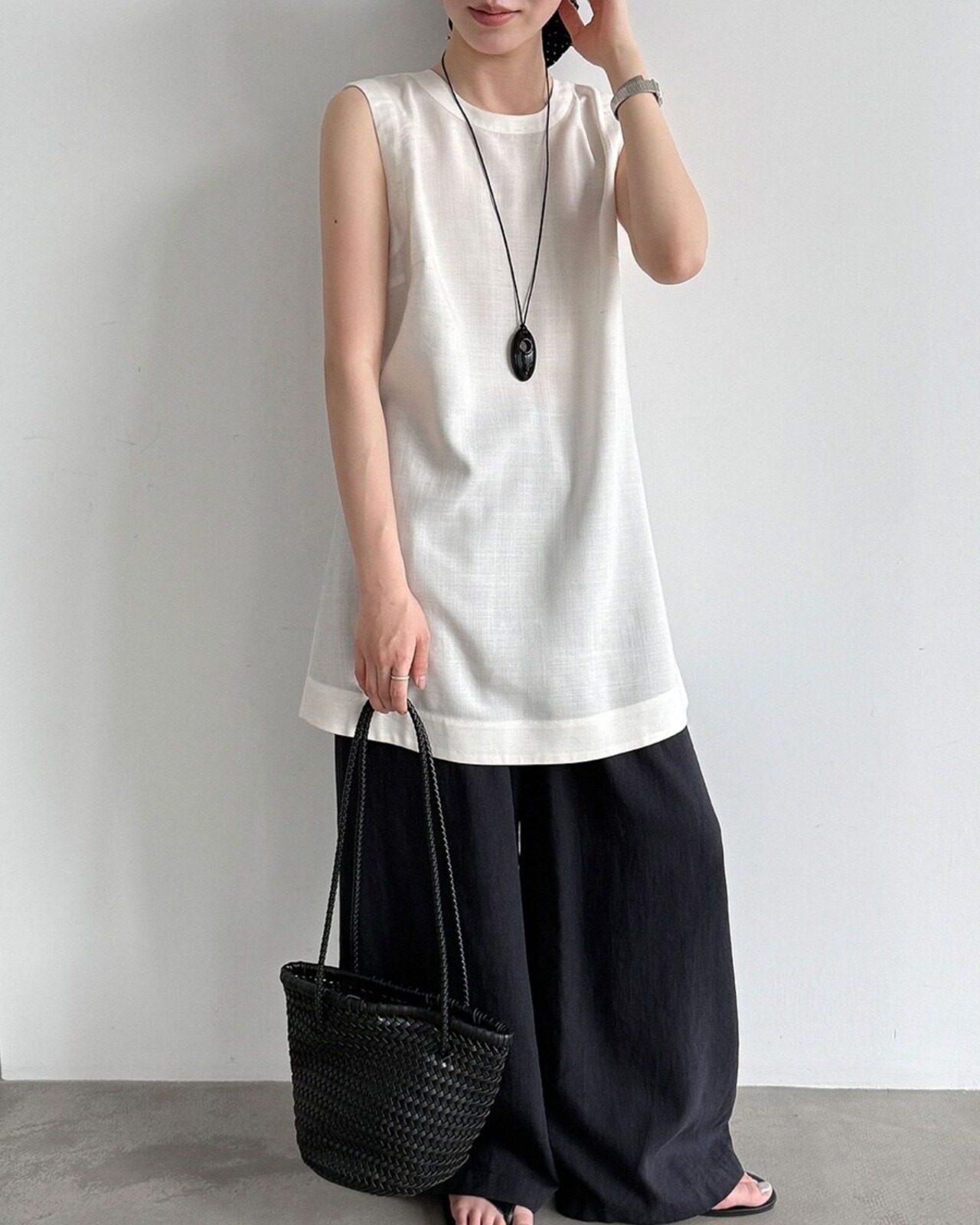 バックボタンラウンドネックロングシャツ 2color A1039 - 13