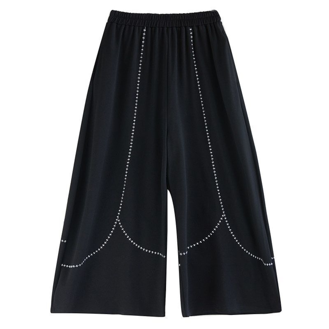 曲線 ステッチ ワイド パンツ  00366