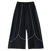 曲線 ステッチ ワイド パンツ  00366