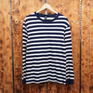 lands'end PERU製 ボーダー 長袖 Tシャツ M/ランズエンド