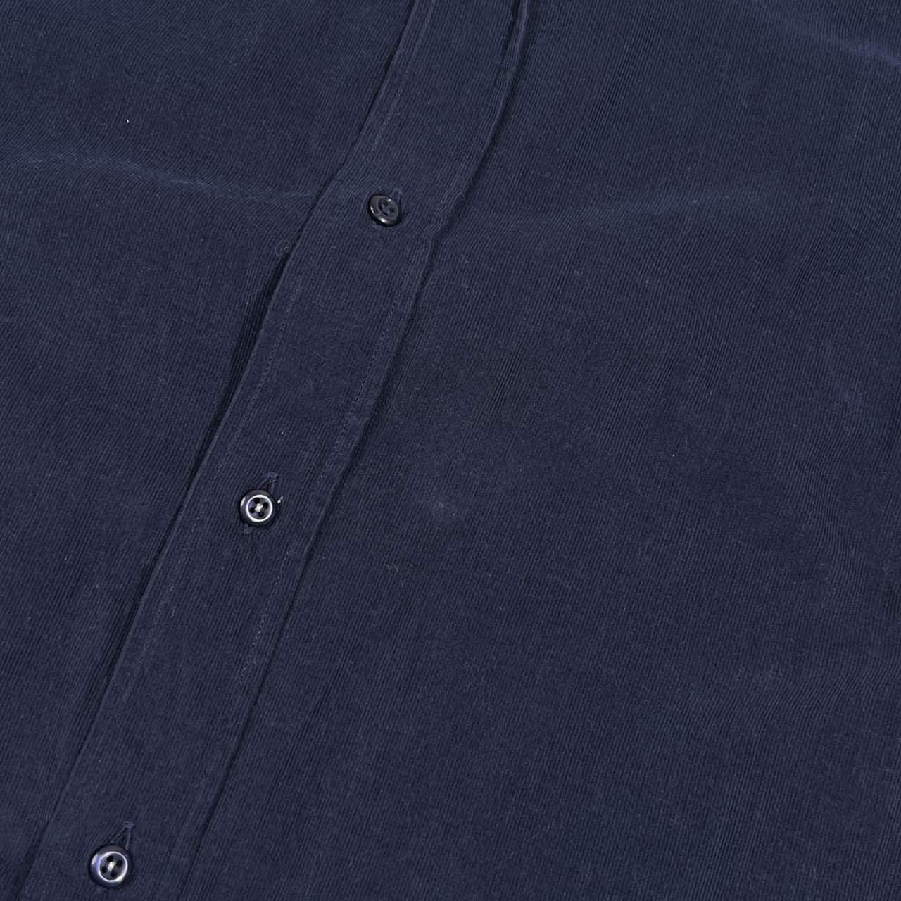 イタリア製 GUY ROVER ギローバー ピケ コーデュロイ ワイドカラー 長袖シャツ M/ネイビー メンズ