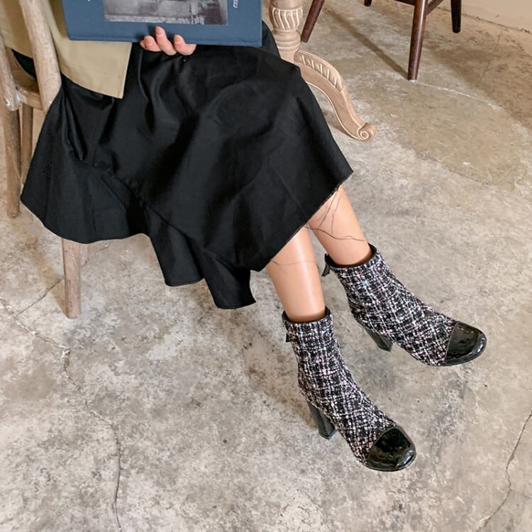 Rochas ロシャス Mixツイードショートブーツ(全2色Mixツイード Rochas ロシャス Mixツイードショートブーツ(全2色Mixツイード