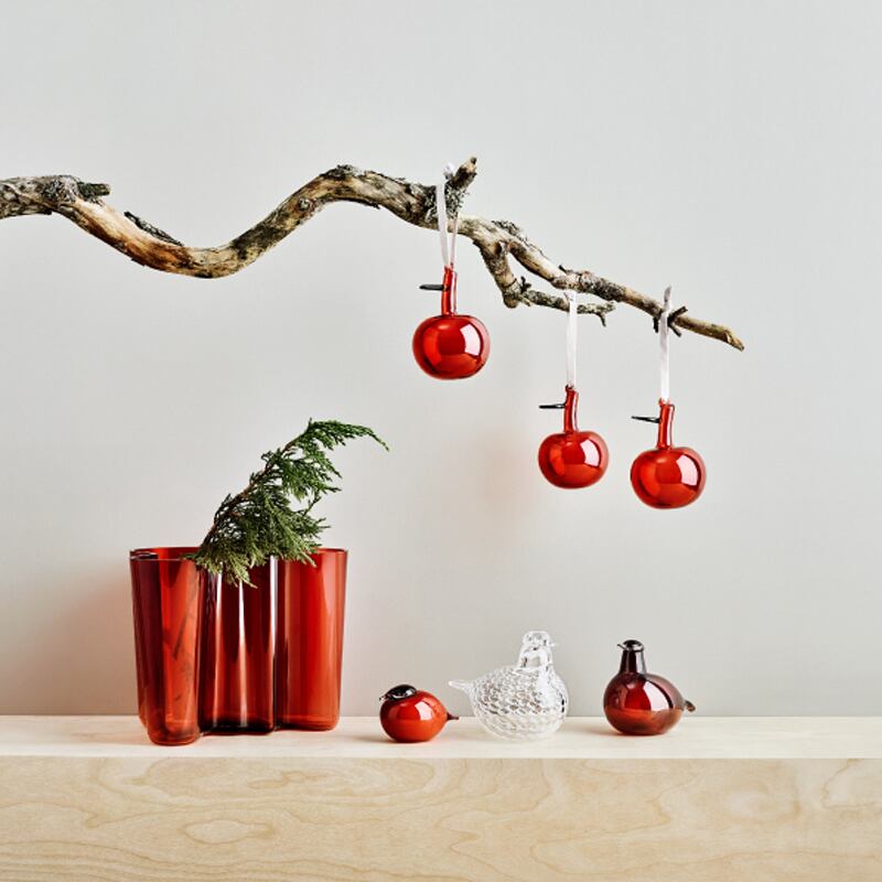 冬季限定》ガラスオーナメント アップル 3個セット レッド［ iittala 