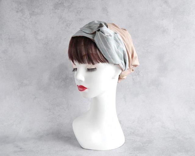 【再販2】サッシュリボン（クールなストライプ柄/ペパーミントグリーン）とパウダーベージュ：Sash ribbon (cool stripes / Peppermint green) and powder beige