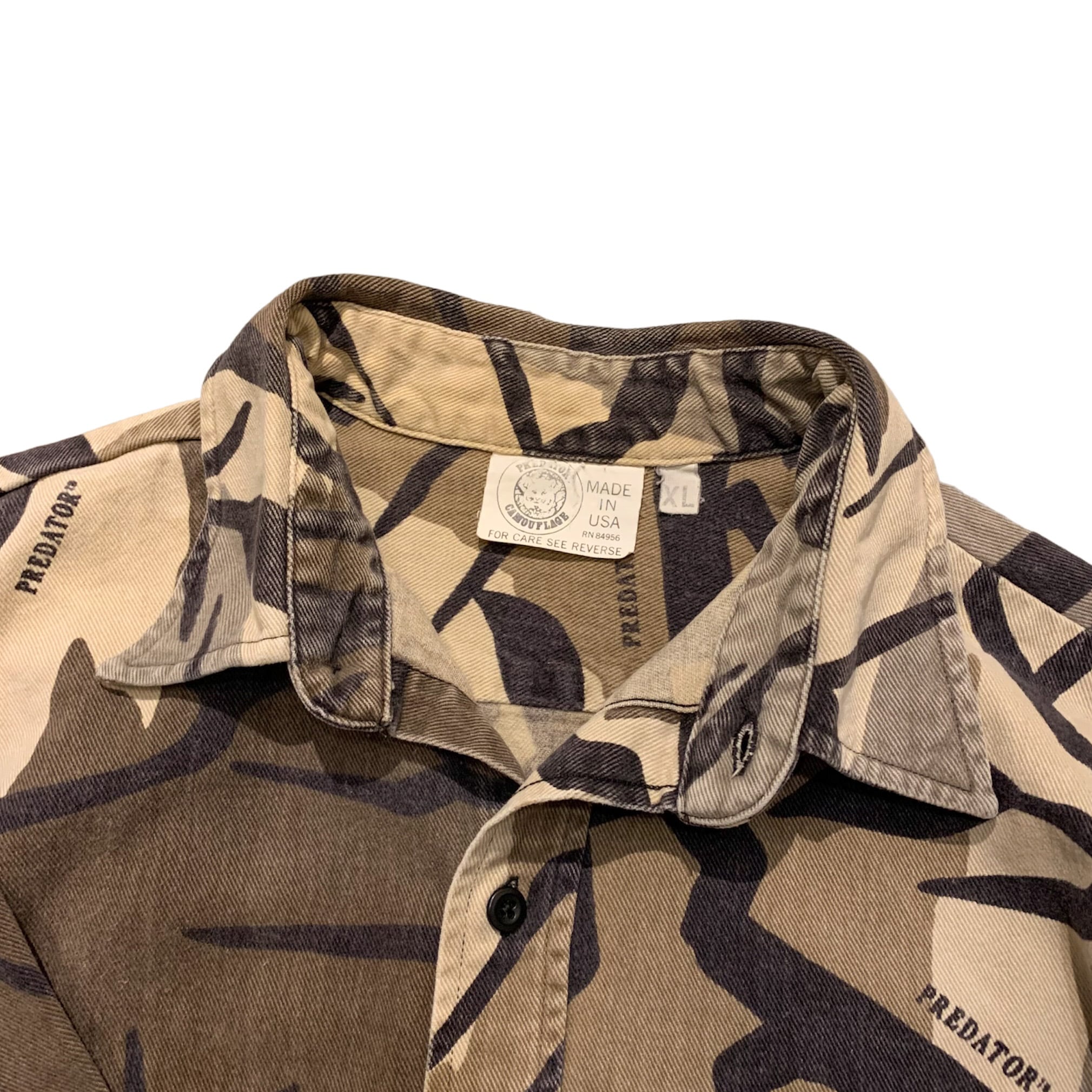 80〜90's USA製 PREDATOR CAMOUFLAGE Shirt XL / プレデターカモ