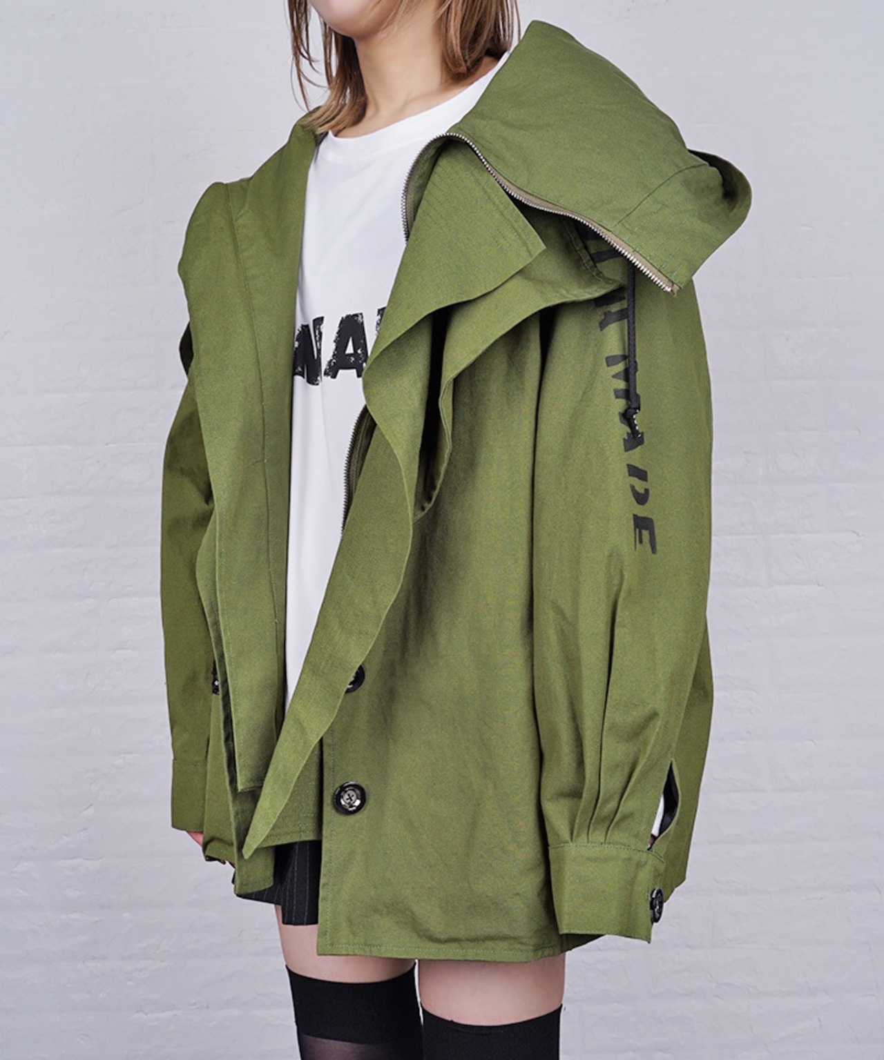 【ATELIER LINE】 ビックカラーフーディージャケット (KHAKI)　CQ-48066H