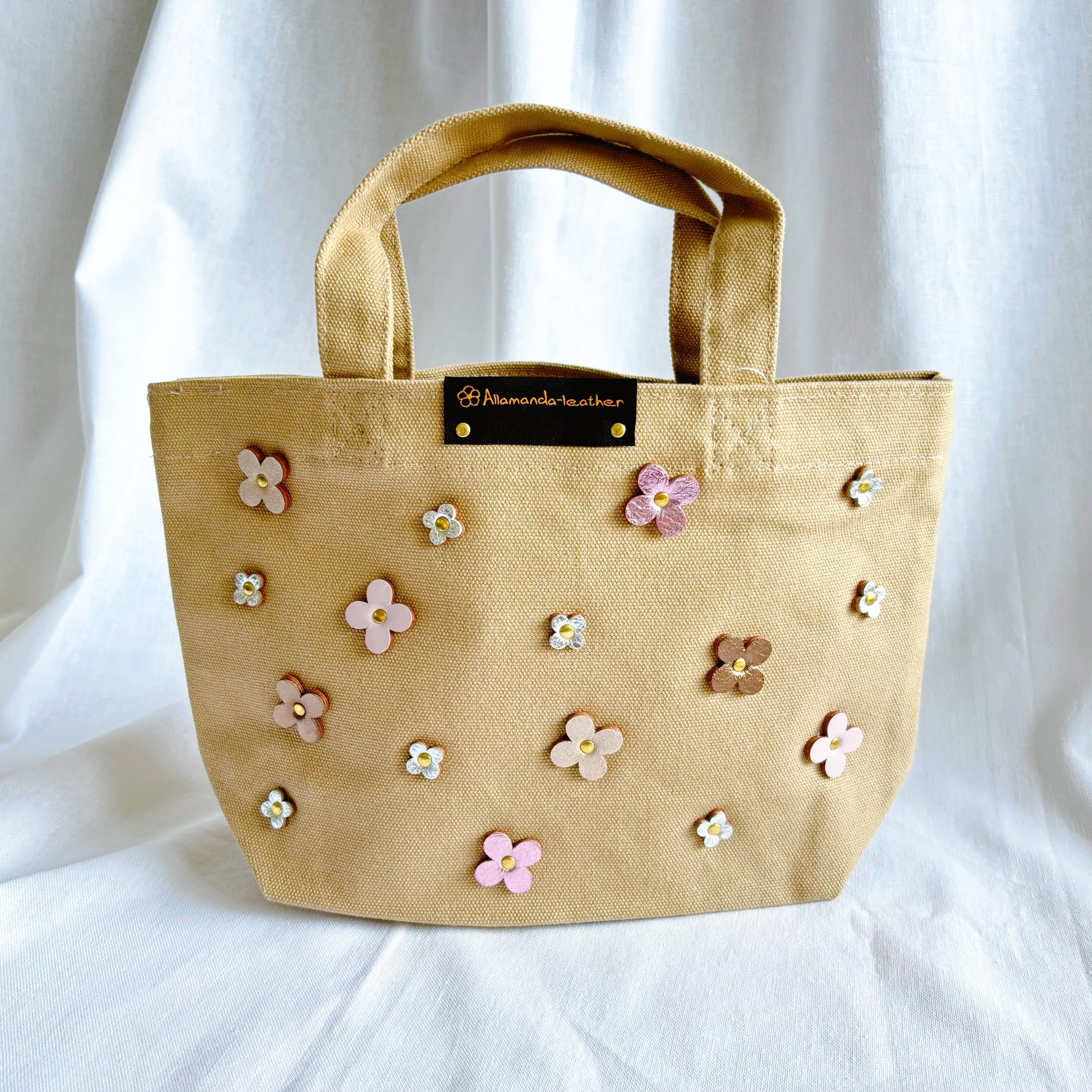 ＡＬＡＮ✨おまとめ買い ランチトートバッグSサイズ(Bagベージュ花色ペールピンクカラー