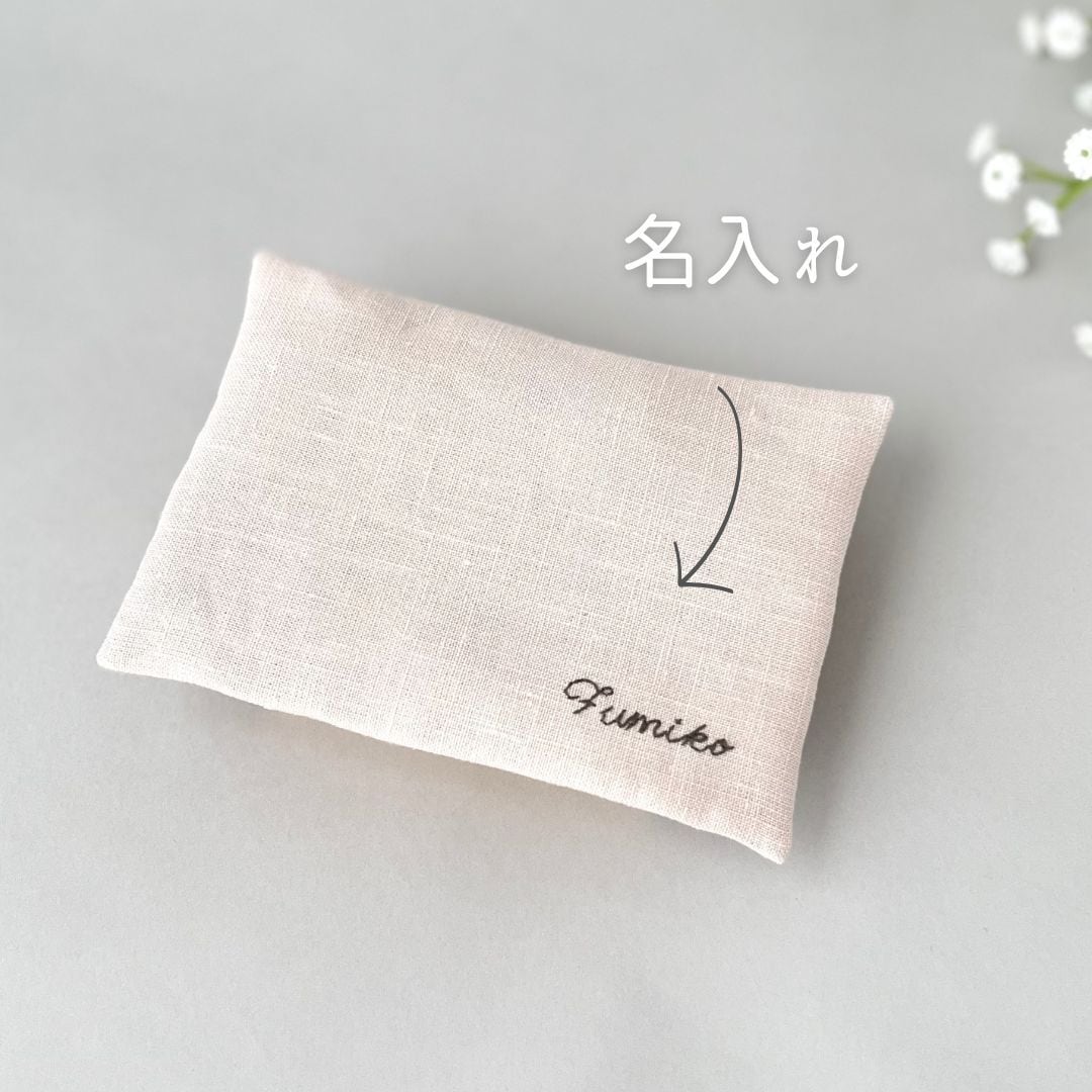 繊細顔のミモザ｜リネンの手刺繍ポケティッシュケース（選べる布色