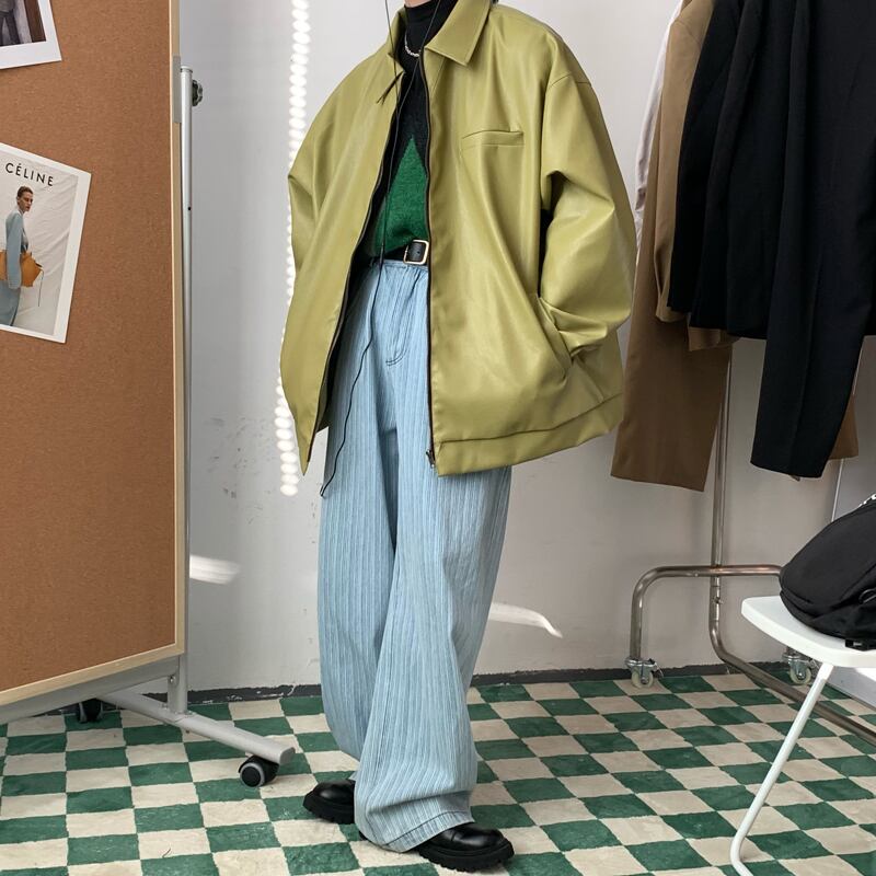 C2 Studiosシリーズ Puジャケット アウター かっこいい グリーン 緑 レトロ 男女兼用 メンズ M L Xl Elegant