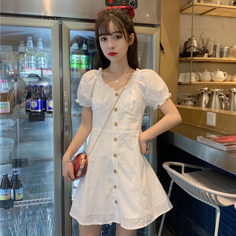 サマースカート スリーブ薄手ホワイトドレス 夏物 萌量不足45154415669