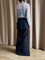 studs design black wrap skirt-5212-4