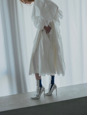 Foil Rib Socks / SILVER × BLACK