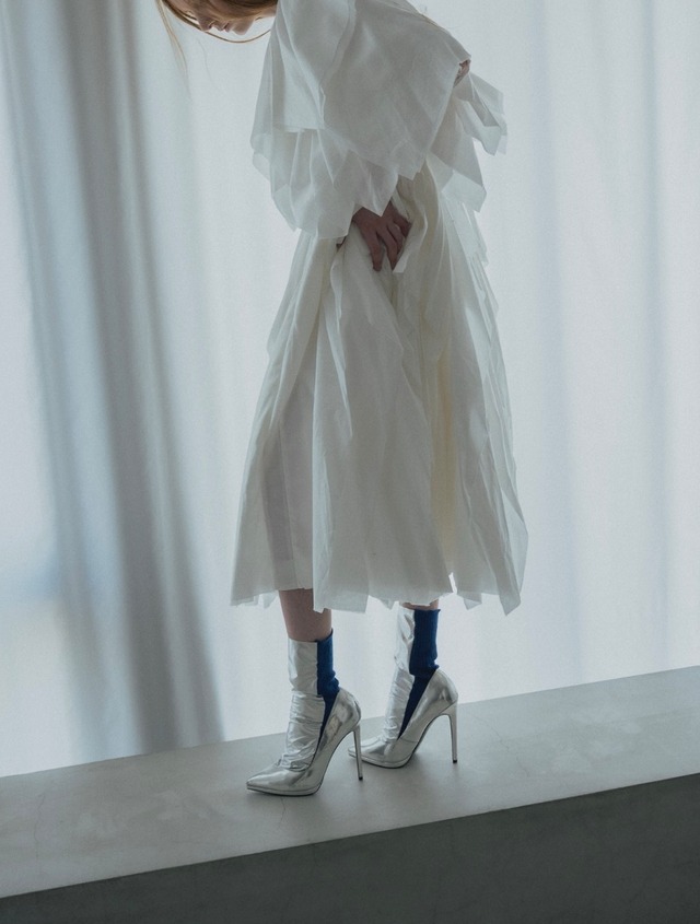 Foil Rib Socks / SILVER × BLACK