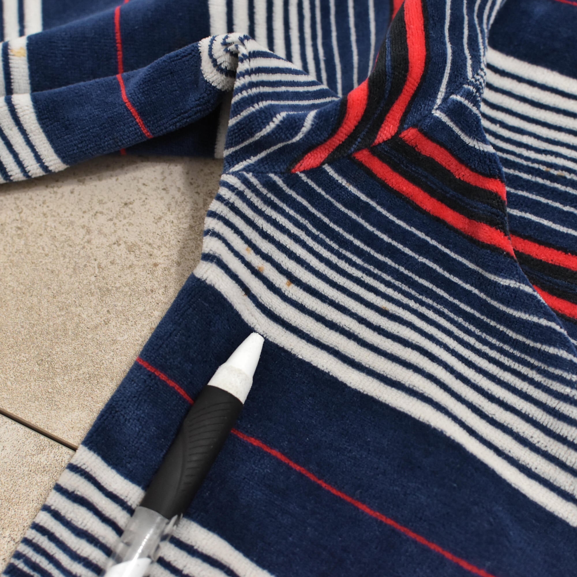 70s～ Vtg multi border velour polo shirt | 古着屋 grin days memory