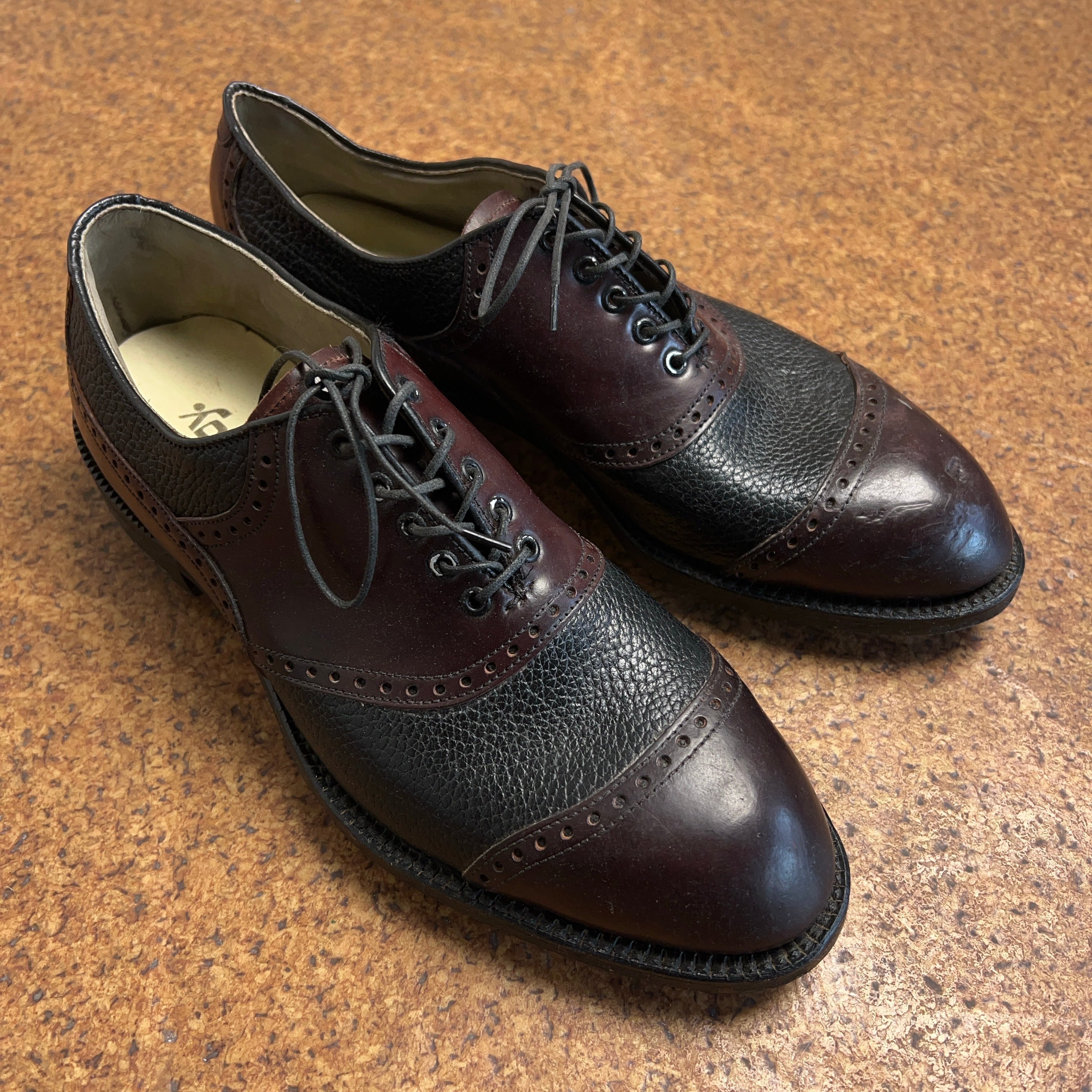 1960's~ FootJoy Brogues Golf Spike Shoes Cordovan 2tone フット