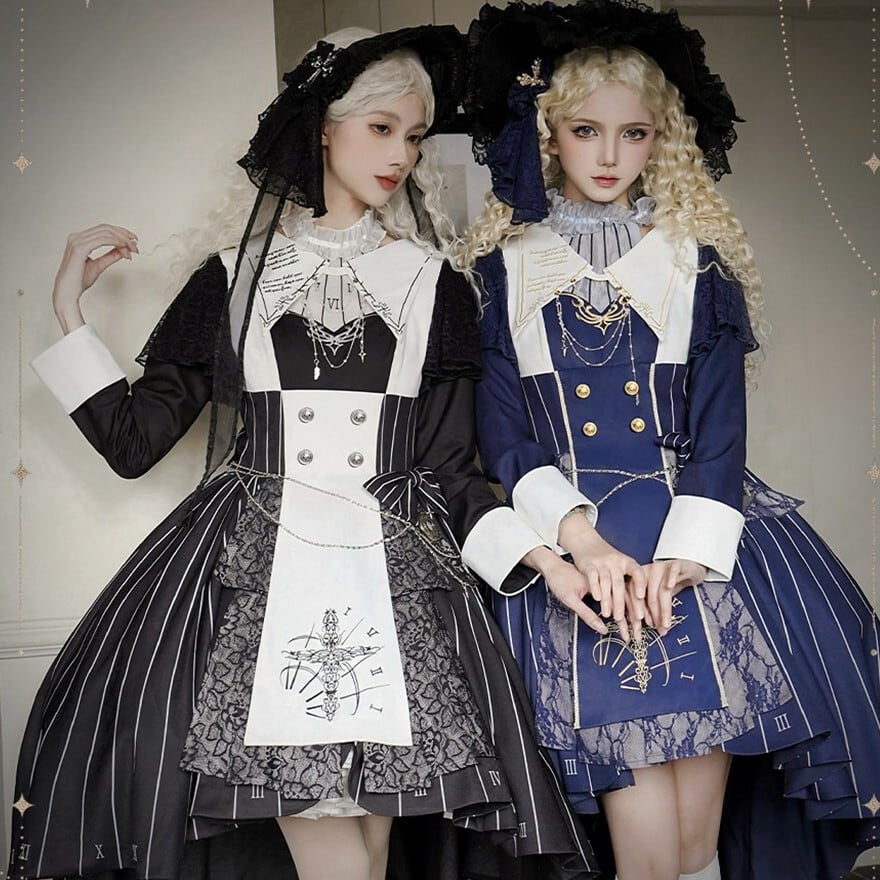 ゴスロリ ワンピース 聖堂の聖歌隊 十字架 刺繍 2色 展開｜予約商品2月