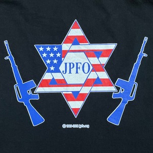 【HANES】JPFO ワンポイント ロゴ プリント Tシャツ 3XL ビッグシルエット バックプリント ヘインズ 銃 黒 半袖 us古着