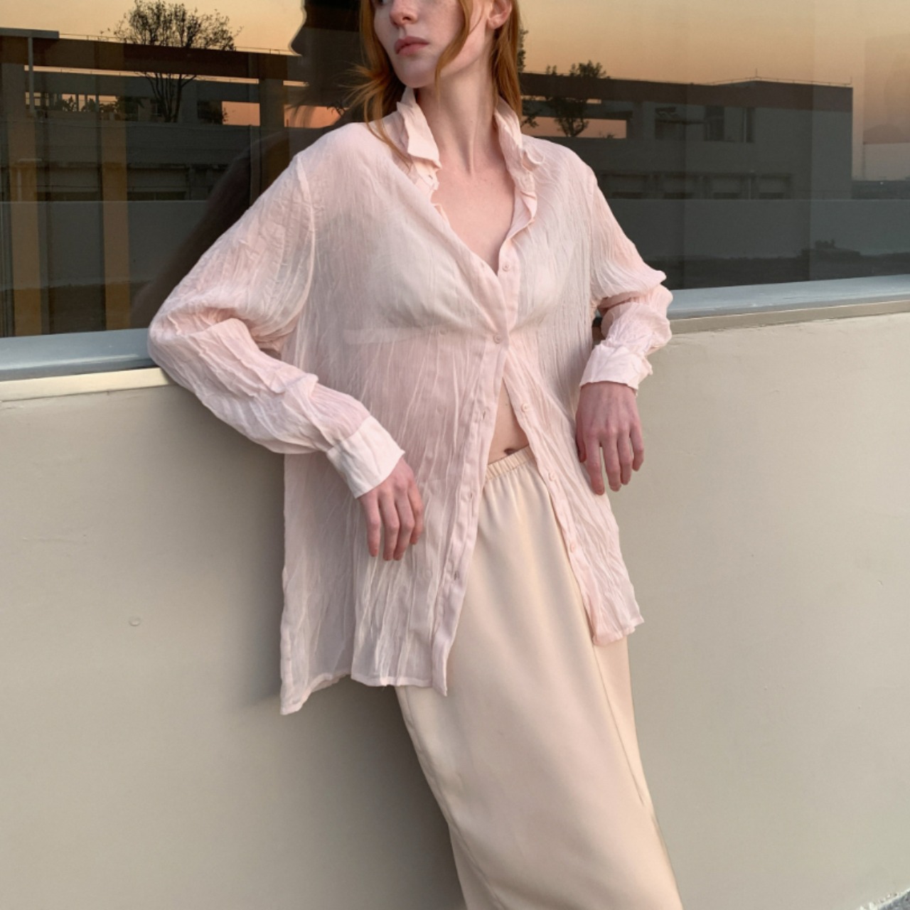 Crinkle Sheer Blouse F0618