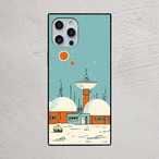 受注生産 iPhoneケース 宇宙タワーと小さな惑星基地｜レトロ宇宙 RFSP034A