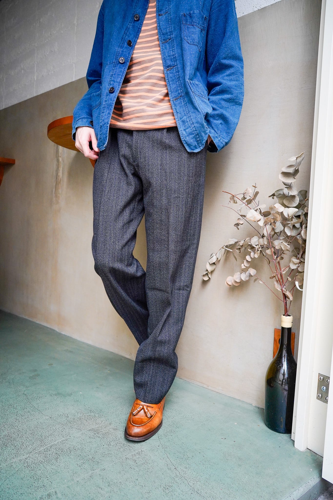 【1950s】"Made in France" Wool 2-tuck Trousers / 6-319