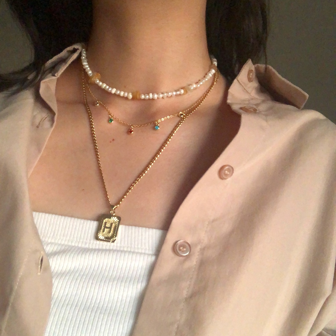 Curb Chain Necklace – 3 Lengths［GSN010］