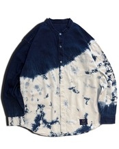 【1着限定販売 / 最短即日発送】藍染めタイダイスタンドカラーシャツ　氷点