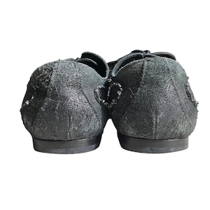 DOLCE&GABBANA destroyed leather mesh design shoes