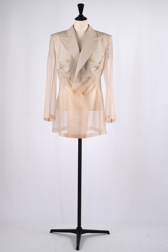 【FETICO】COMBINED ORGANZA TAILORED JACKET - ivory