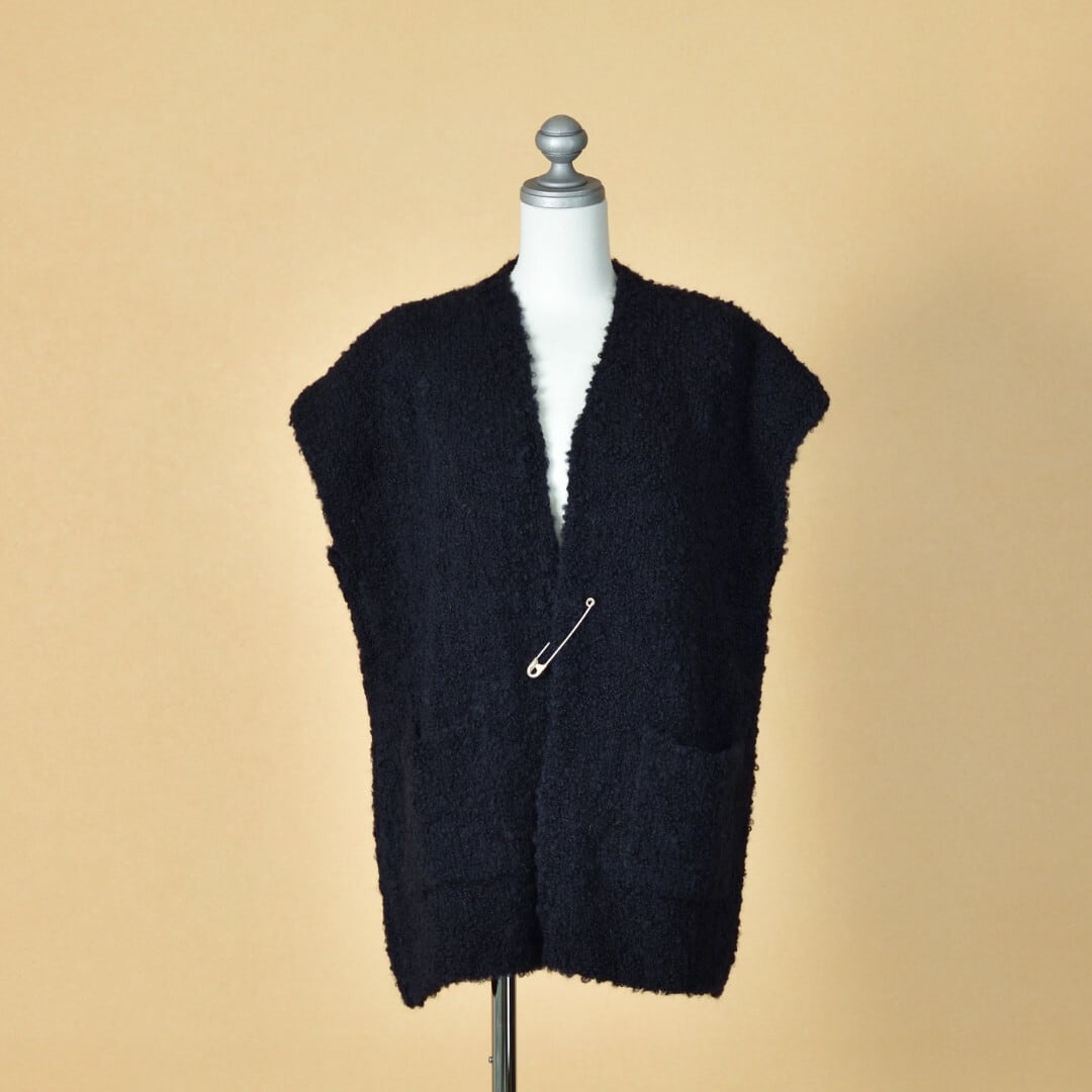 maison de soil メゾンドソイル ブークレVネックベスト・3900 ダークネイビー