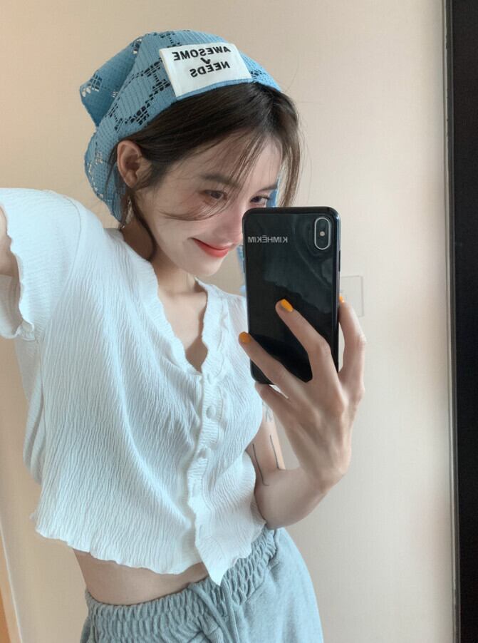 VネックスリムショートTシャツ 薄手サマートップス 大人ガーリー スウィート キュート カジュアル 夏物 モンロー15779512546