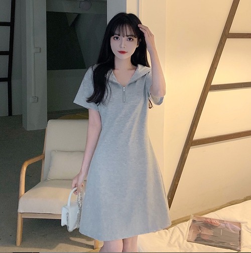 【大きいサイズM-4XL】ファッションワンピース♪ブラック/グレー2色展開◆#sctoth-28177