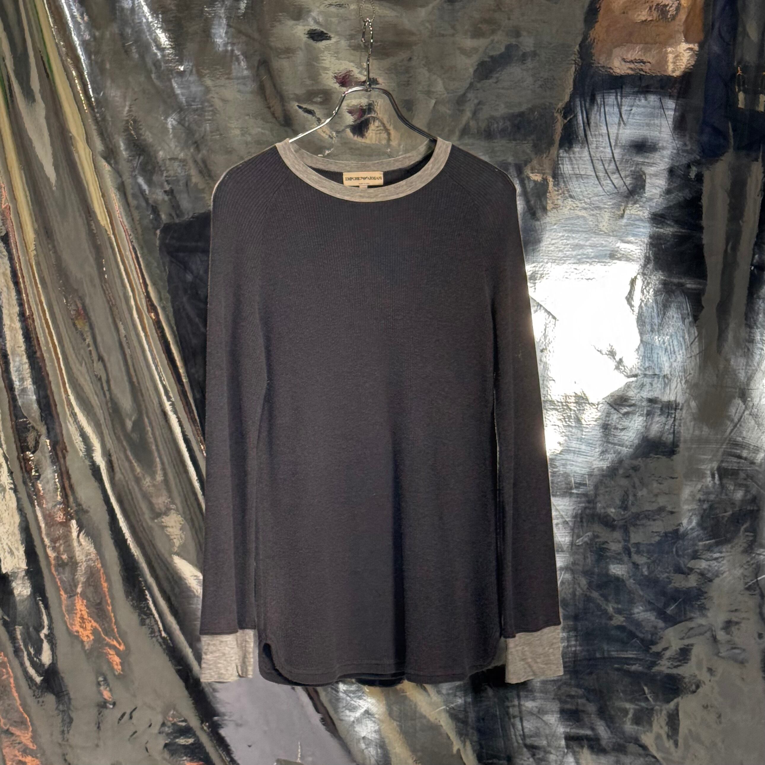 EMPORIO ARMANI リブニット ロングTシャツ ダークグレー アルマーニ
