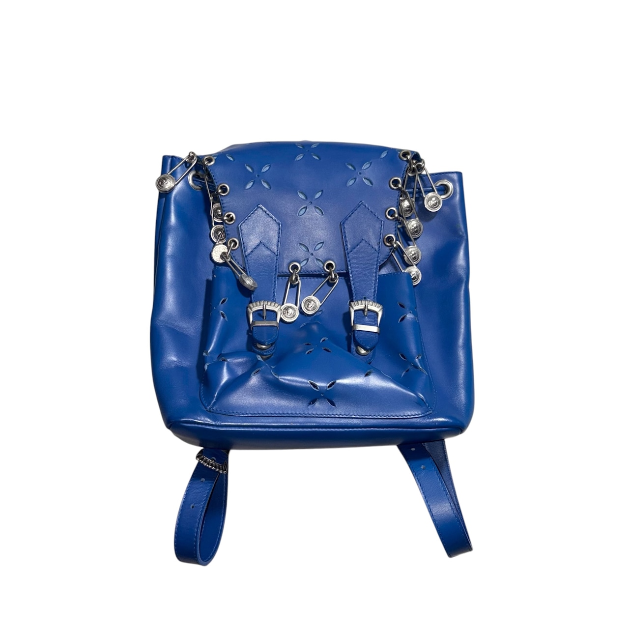 vintage GIANNI VERSACE blue leather backpack