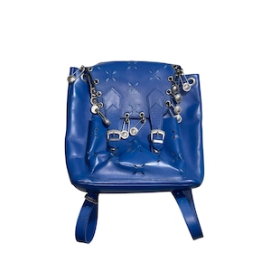 vintage GIANNI VERSACE blue leather backpack
