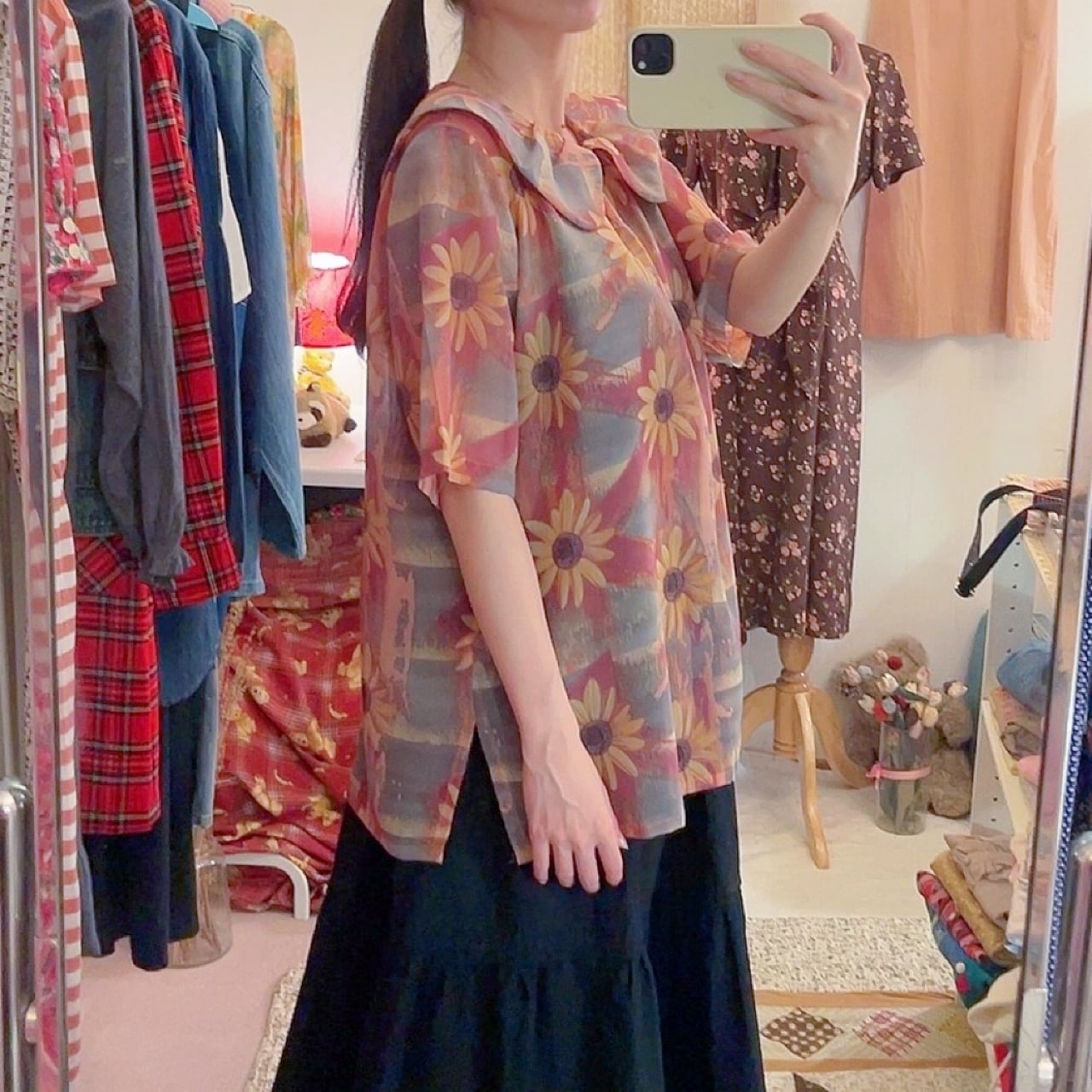 sunflower sheer blouse