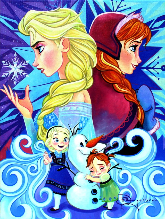 ディズニー絵画「アナと雪の女王」作品証明書・展示用フック付 キャンバスジークレ