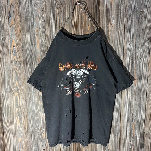 ［HARLEY DAVIDSON］ 90s san juan,puertorico damaged T  shirt