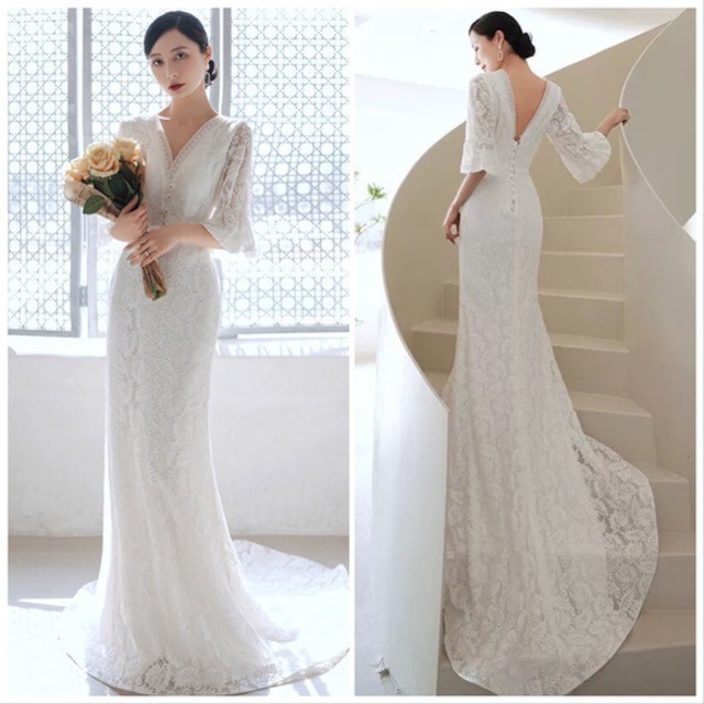 マーメイド ウエディングドレス Vネック | URARA BRIDES