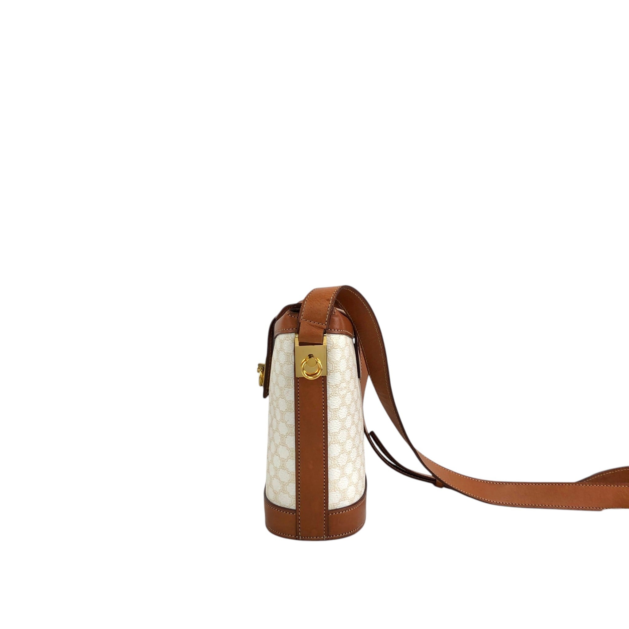 CELINE セリーヌ マカダム ショルダーバッグ ホワイト ブラウン