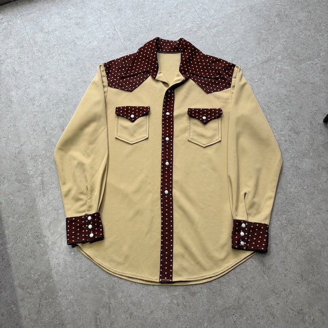 70~80s Unknown "Polka Dot" polyester western shirt【仙台店】