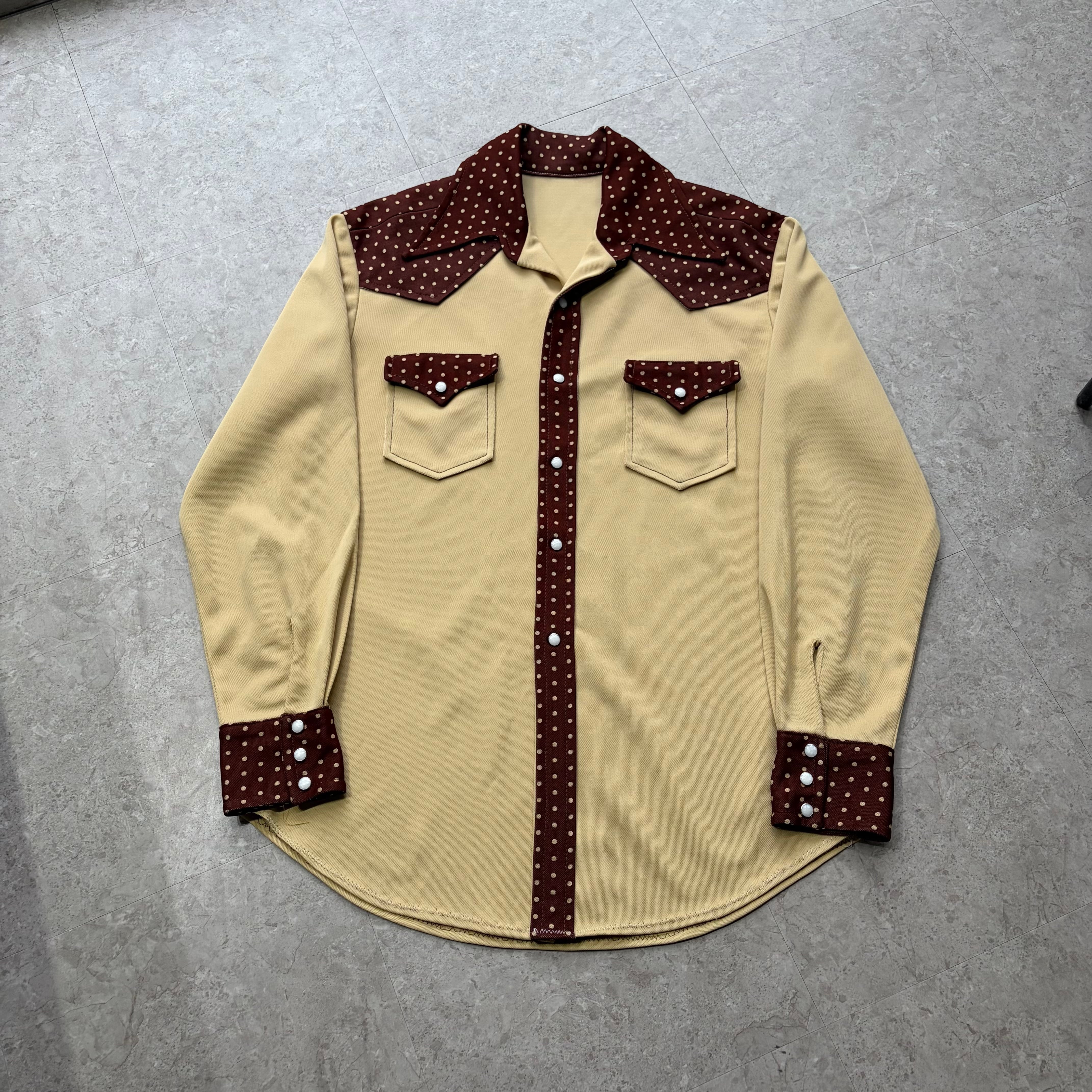 70~80s Unknown "Polka Dot" polyester western shirt【仙台店】