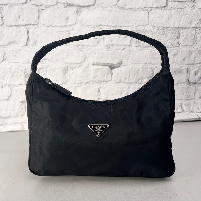 PRADA プラダ 三角ロゴ ナイロン ハンドバッグ 黒 A-14110