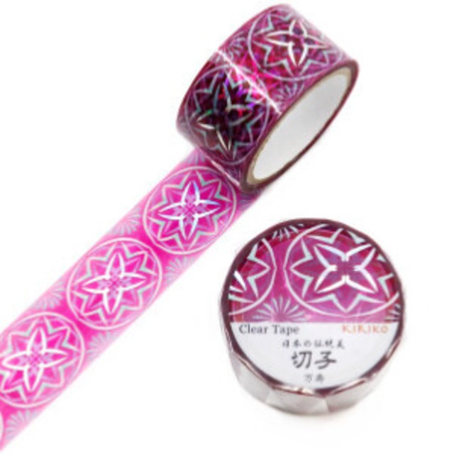 SAIEN　ホログラム箔　日本の伝統美 切子（KIRIKO）万寿　20mmクリアテープ 　SA